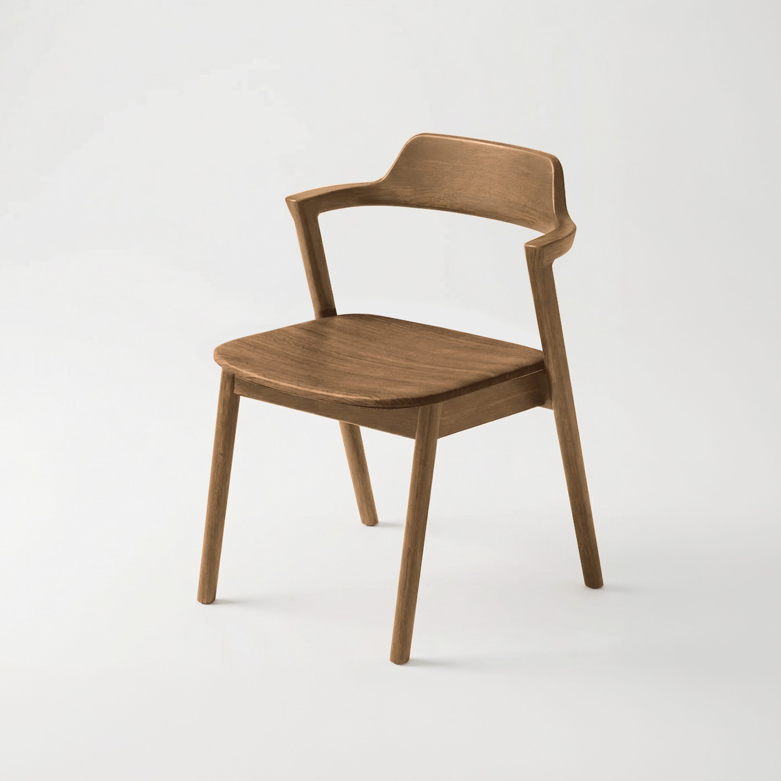 Wood Chair Semi Arm Chair Wood Seat | HiVE